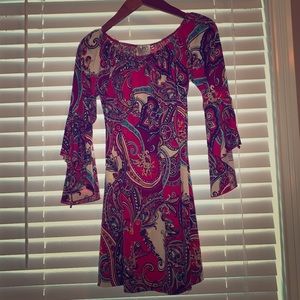 Paisley boutique flare sleeve dress